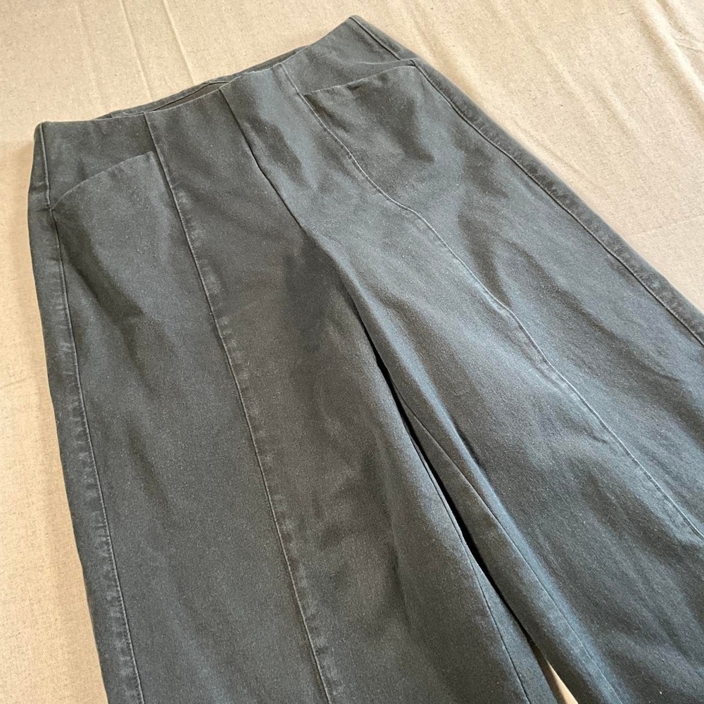 Old Navy Womens Gray High-Rise Pixie Wide-Leg Stretch Ankle Pants (Small)